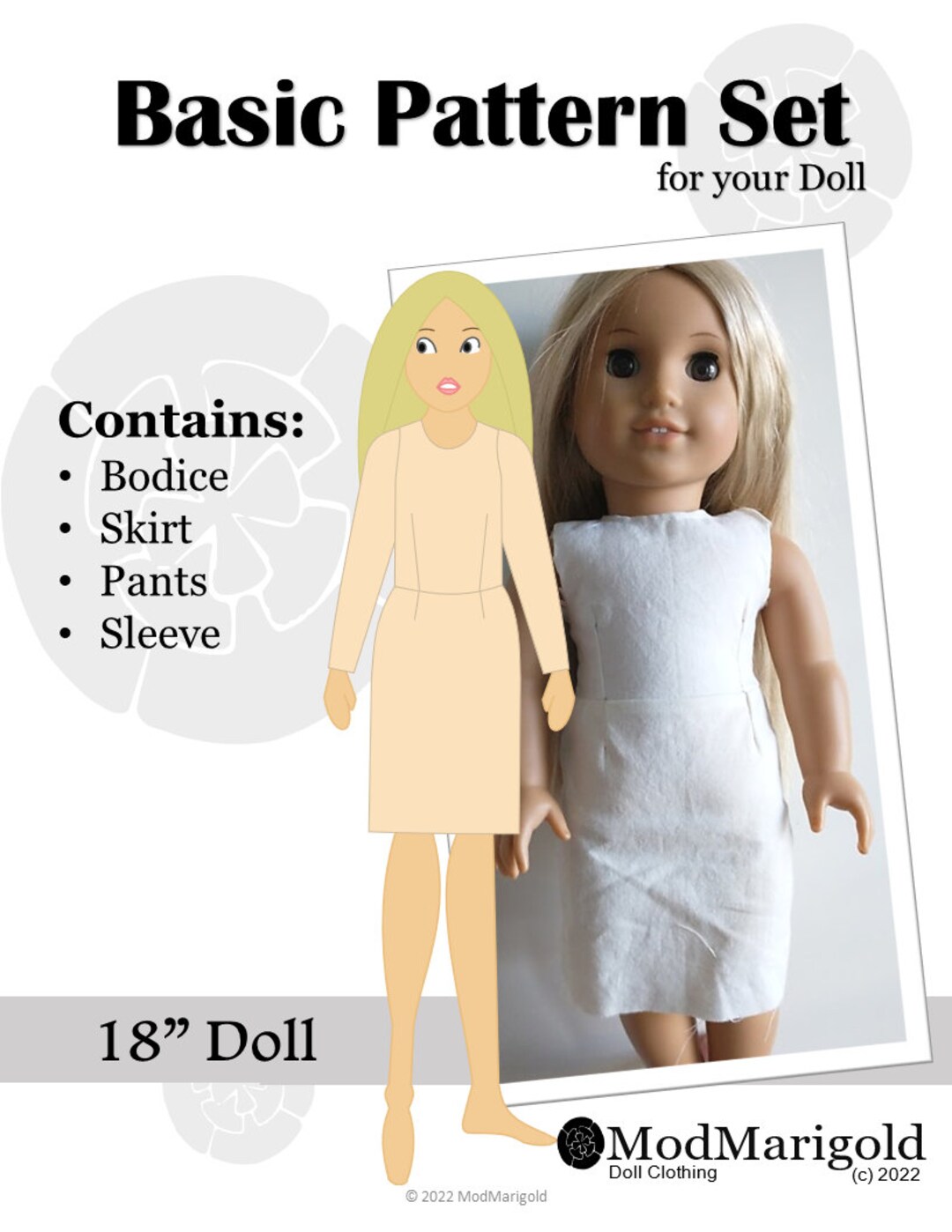 18-inch Doll Basic Pattern Set by Modmarigold-pdf - Etsy
