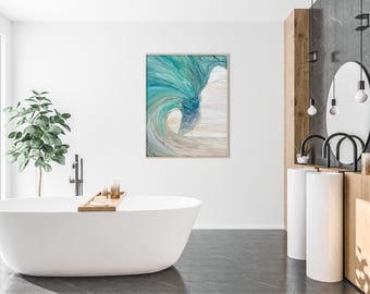 In the Whirlwind - Coastal Fine Art Ocean Wave Watercolor Painting Home Decor