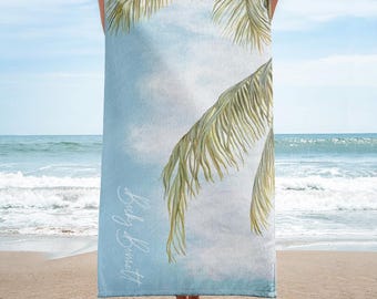 Afternoon Palms Beach Towel by Hawaii Artist Becky Bennett