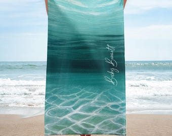 In the Depths Beach Towel by Hawaii Artist Becky Bennett Psalm 139 Under the Sea