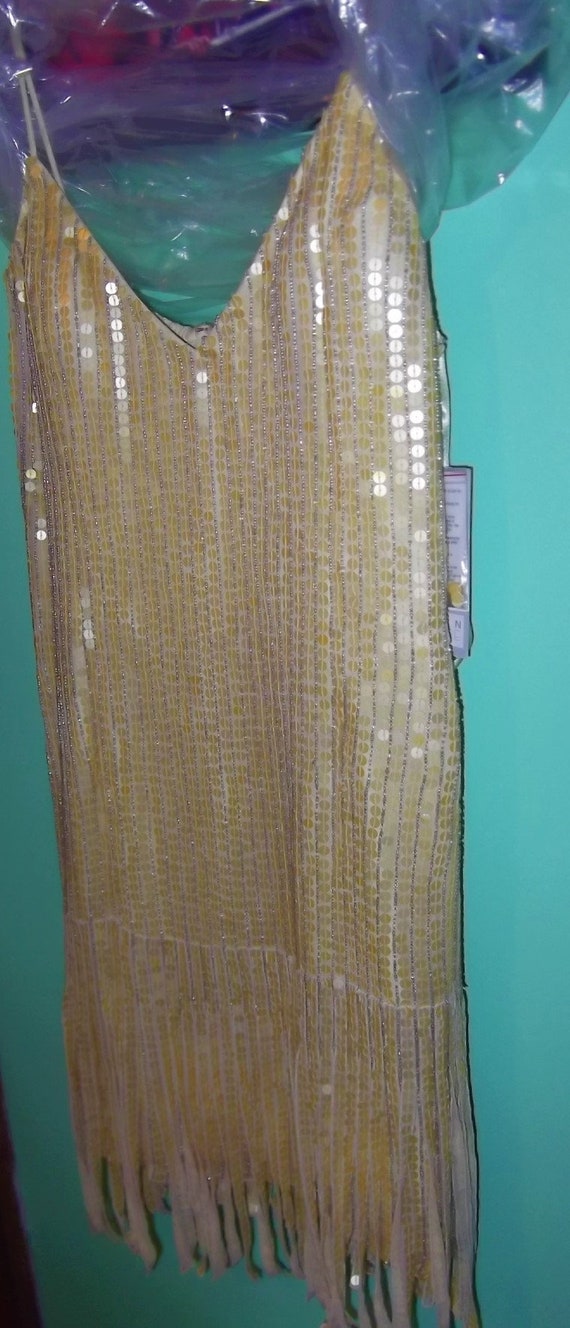 Just Reduced! Brand New Gold Sequin 100% Silk Dres