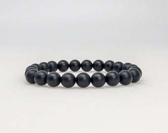 Mens Bracelet, Black Onyx Bracelet, 8mm Matte Stone Mala Bracelet, Mens Beaded Bracelet, Stackable Bracelet, Gifts Ideas for Him, Protection