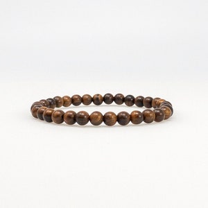 Dark Brown Wood Bead Bracelet 6mm, Mens and Womens Beaded Stretch Bracelet, Wooden Stacking Beads Bracelet Bild 1