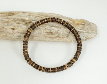 Coconut Bead Bracelet, Coconut Wood Bracelet, Beachy Surfer Bracelet, Wood Beaded Bracelet, Wooden Stacking Bracelets, Mens Wood Bracelet
