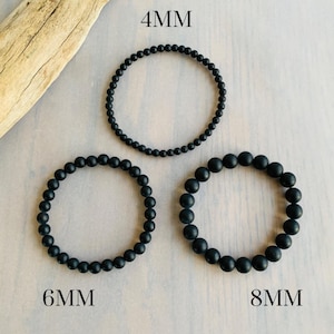 Matte Black Onyx Beaded Bracelet: Minimalist Unisex Style