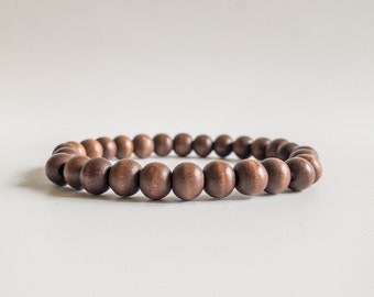 Brown Wood Bead Bracelet, Mens Beaded Bracelet, Womens Bead Bracelet, Wood Beaded Bracelet, Wooden Bead Bracelet, Wood Stacking Bracelet