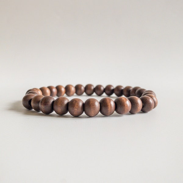 Brown Wood Bead Bracelet, Mens Beaded Bracelet, Womens Bead Bracelet, Wood Beaded Bracelet, Wooden Bead Bracelet, Wood Stacking Bracelet