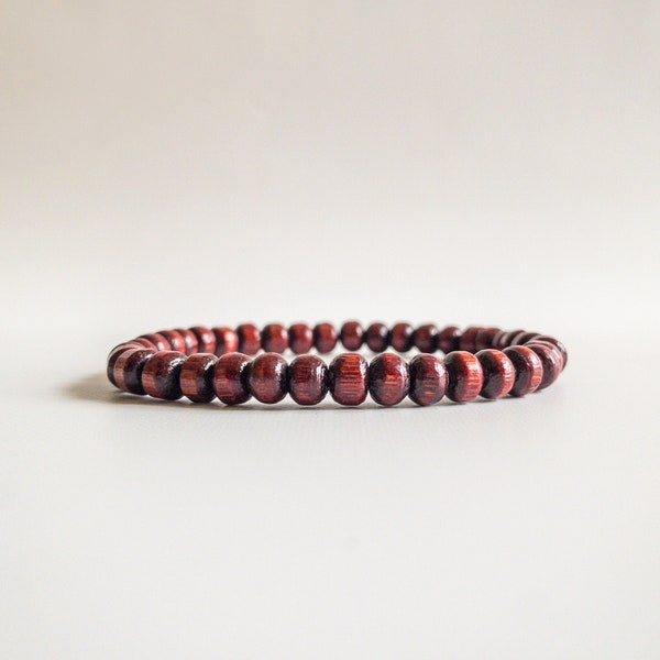 Red Wood Bracelet, Wood Bead Bracelet, Beaded Bracelet, Wooded Bracelet, Men's Beaded Bracelet, Womens Bead Bracelet, Gift for Teenager, Men