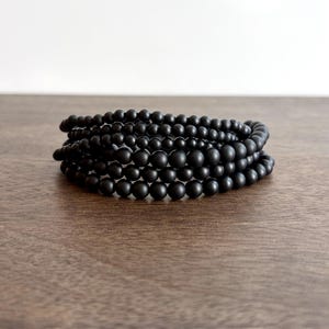 Matte Black Onyx Beaded Bracelet: Minimalist Unisex Style