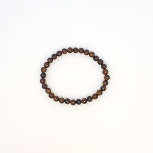 Dark Brown Wood Bead Bracelet 6mm, Mens and Womens Beaded Stretch Bracelet, Wooden Stacking Beads Bracelet Bild 3