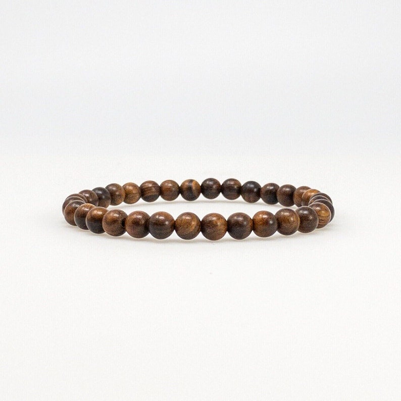 Dark Brown Wood Bead Bracelet 6mm, Mens and Womens Beaded Stretch Bracelet, Wooden Stacking Beads Bracelet Bild 1