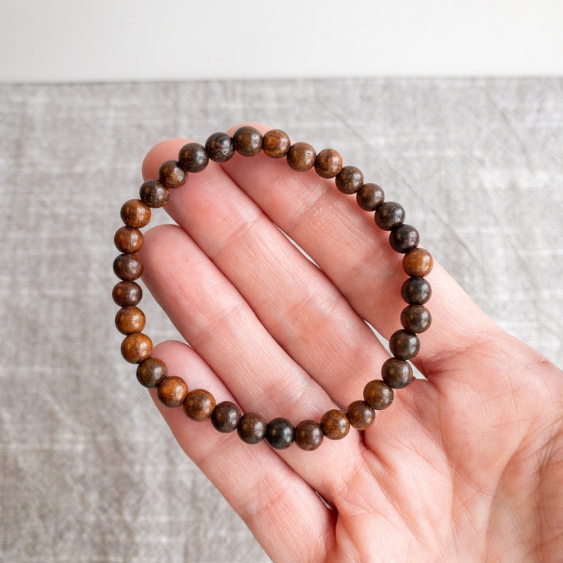 Dark Brown Wood Bead Bracelet 6mm Mens and Womens Beaded Etsy