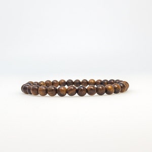 Dark Brown Wood Bead Bracelet 6mm, Mens and Womens Beaded Stretch Bracelet, Wooden Stacking Beads Bracelet Bild 2