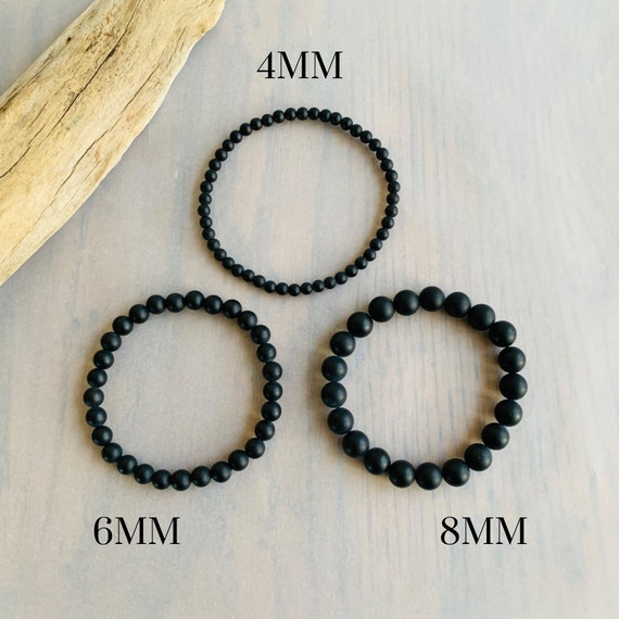 Buy The Black Onyx Matte and Silver Star Beaded Bracelet | JaeBee 6 - 7
