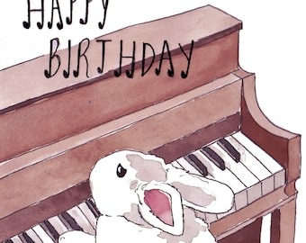 Piano birthday card | Etsy