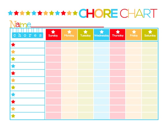 Printable Chore Charts For Kids