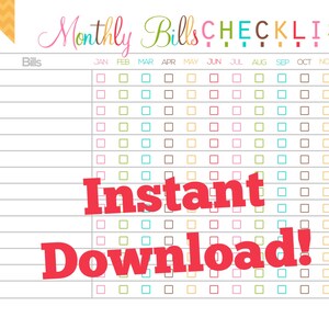Monthly Bills Checklist Printable