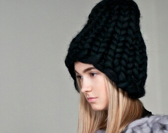 Chunky knit hat. Big hat knit Papakha. Oversized slouchy | Etsy