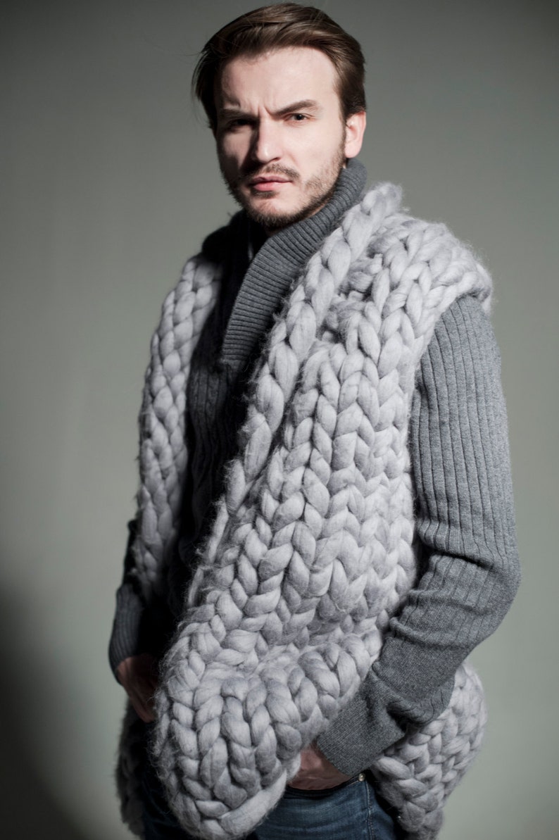 Chunky knit men's knitwear. Knit sweater vest for men. | Etsy