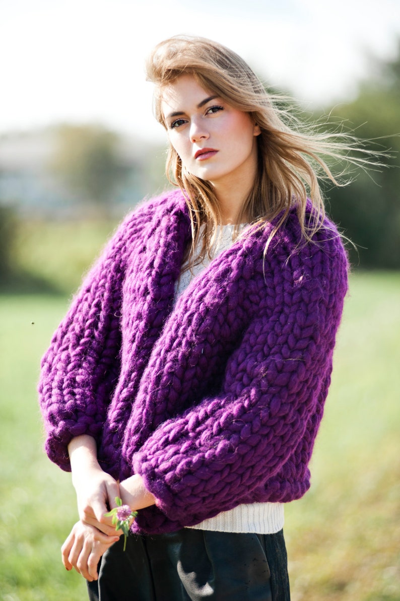 Chunky Knit Cardigan. Bulky yarn summer knit sweater. Giant | Etsy