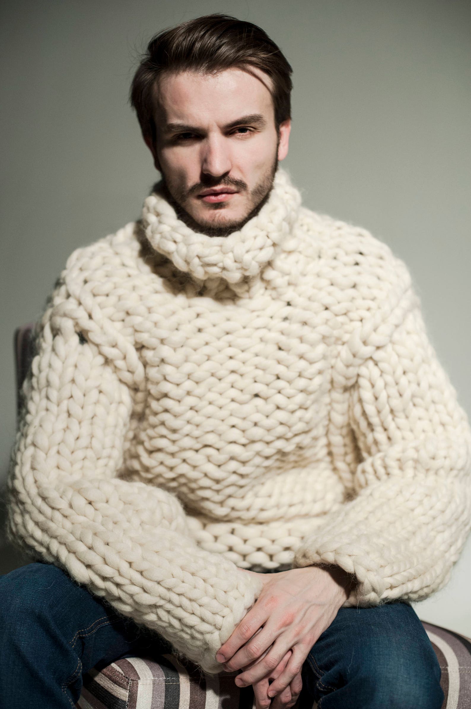 Super chunky knit. Men's sweater. Big knit turtleneck. | Etsy