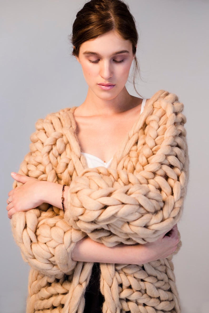 Chunky knit sweater. Big yarn cardigan. Chunky knitting. Bulky Etsy
