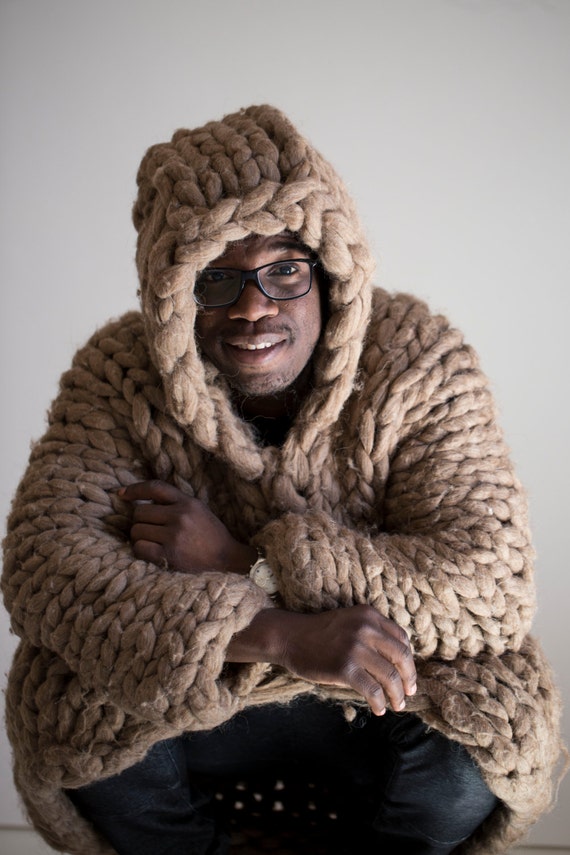 knit sweater hoodie men's