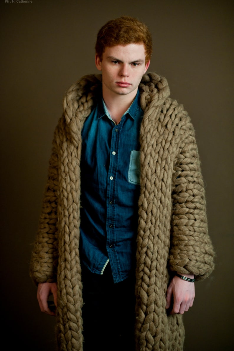 Chunky knit sweater for men. Mens oversized hoodie. Bulky Etsy