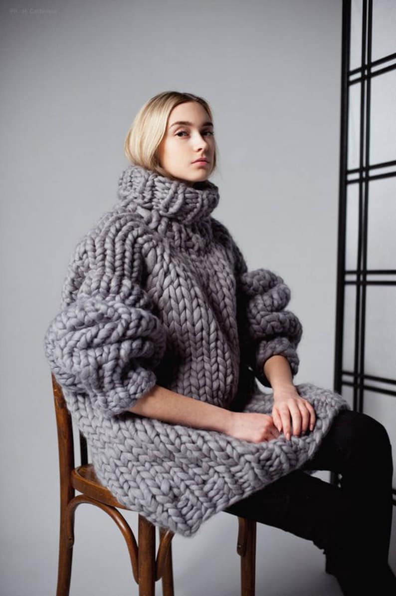 Chunky knit sweater dress. Chunky knitting turtleneck. Her Etsy