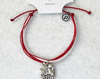 Design Your Own Custom PURAVIDA Cheerleader BRACELET, Personalized Cheerleading Gift, Cheerleader Bangle Charm Bracelet Red and White