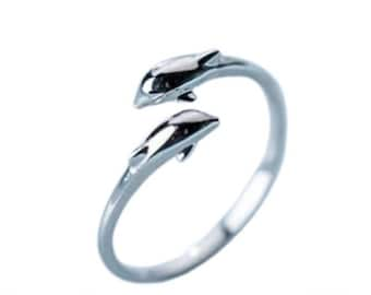 Dolphin Adjustable Ring Silver,  Dolphin Wrap Ring, Purpose Ring,  Empowerment Ring, Dolphin Jewelry, Dolphin Necklace, Dolphin Charms