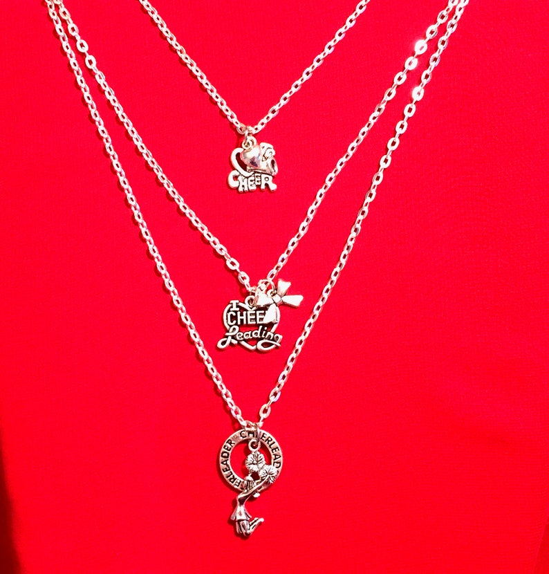 Cheerleading Charm Necklace SET of 3 Silver Cheerleading Etsy