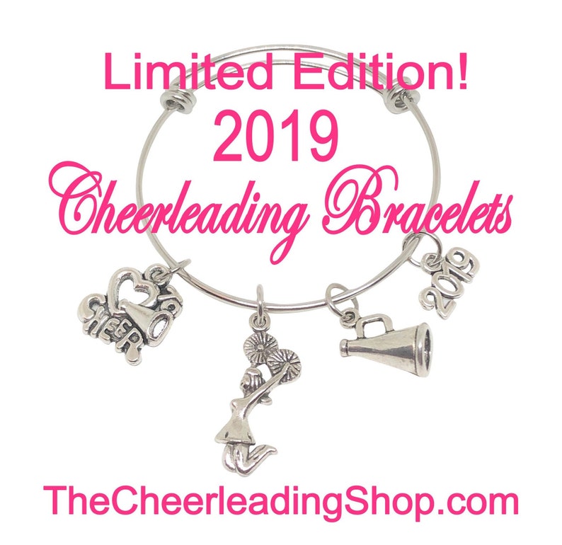 CHILD and ADULT SIZES 2019 Cheerleading Bracelet Cheerleading Award Cheerleading Gift Cheerleading Charm Cheer Bow Cheerleader Jewerly