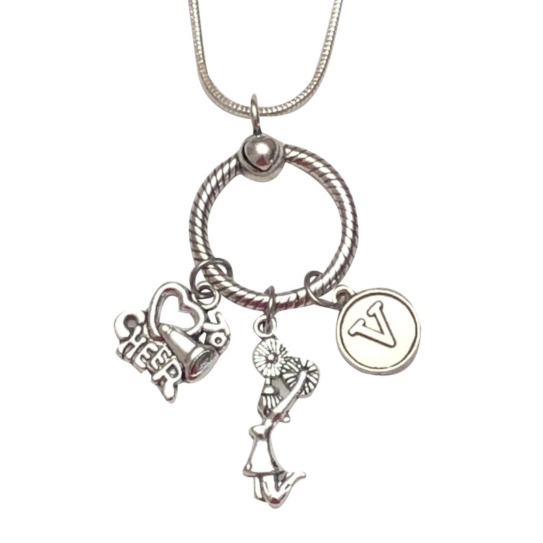 Design Your Own Cheerleading Necklace from over 200 Charms, Sterling Silver, Cheerleading Jewelry, Cheer Mom, Cheer Coach, Cheerleading Bow image 1