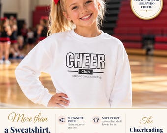 Dziecięca bluza cheerleaderka Strong Girls | Bluza z okrągłym dekoltem dla młodzieży z klubu cheerleaderek | Prezent dla cheerleaderki