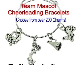 Personalize Cheerleading MASCOT Bracelet, PAW Print Jewelry, Cheerleading Gift, Cheerleading Coach, Cats, Tigers, Bears Jewelry