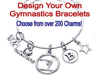 Gymnastics Bracelet, PERSONALIZED Gymnastics Gift, Gymnastics Jewelry, Gymnast Charm, Gymnastics Coach, Gymnast Gift, Gymnastics necklace