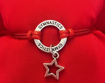 Gymnastics Star Charm Bracelet - 5 COLORS, Gymnastics Jewelry, Gymgastics Quote, Gymnast Bracelet, Gymnast Charm
