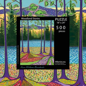 Woodland Stories 500 piece Jigsaw Puzzle of painting by Karen Williams-Brusubardis