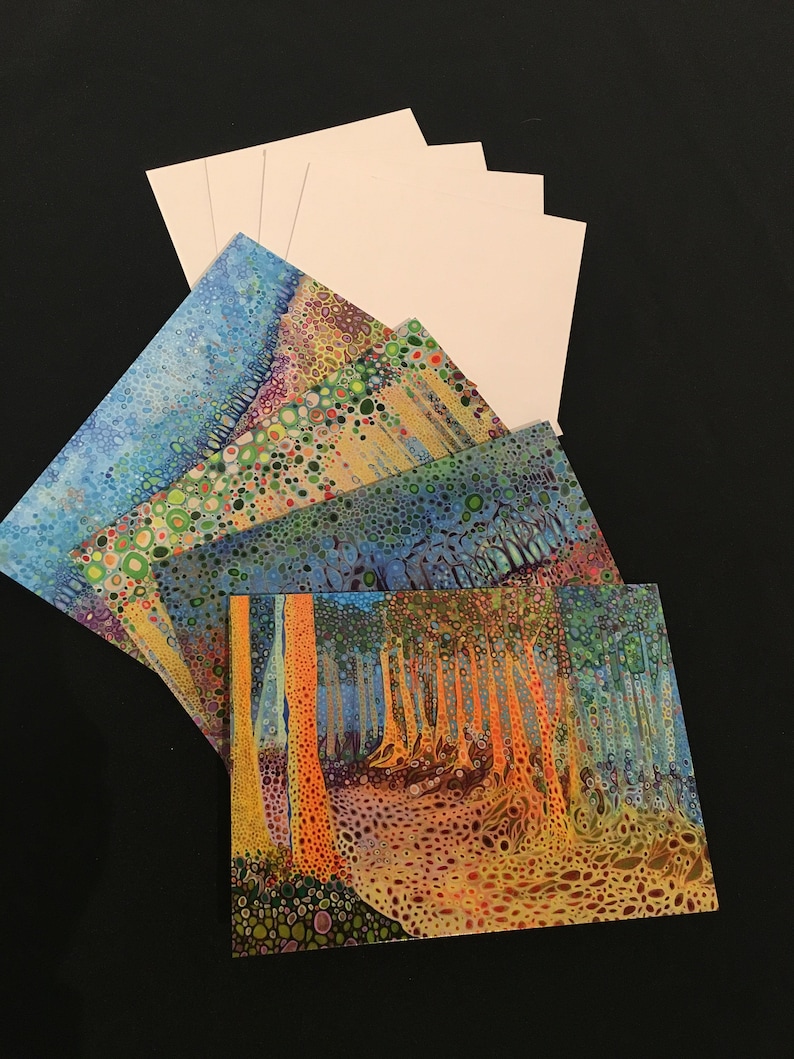 Foliage Particulates Series paintings by Karen Williams-Brusubardis 5x7 Blank Cards