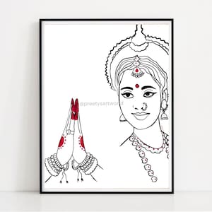 Indian Traditional Kathak Dancer Line Art Drawing Poster Print  I Bharatnatyam  Odissi  Dance I Home  Decor I Minimalist Wall Decor