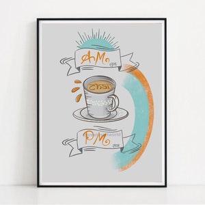 AM PM Subah Shaam Chai Indian Poster Print I Printable Kitchen Decor I  Chai lover print I Kitchen Wall Art I  Home Decor I Indian Chai Tea