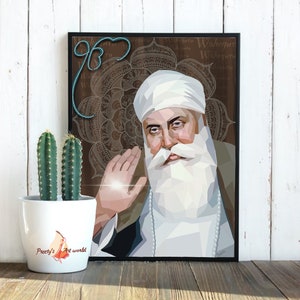 Guru Nanak Dev ji Sikh Art Illustration Print I Sikh God Wall Art Poster I Punjabi Sikh Religious Home Wall Décor I BABA NANAK I Sikhism