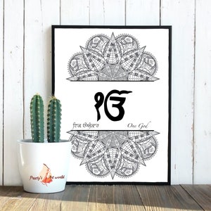 Ek Onkar One God in Punjabi I Printable Poster I Punjabi Home Décor I Sikhi Wall Art I Punjabi Gift  I Sikh symbol I Sikhism