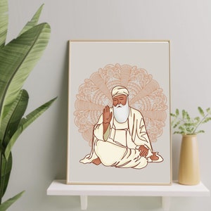 Baba Nanak Mandala Sikh art | Guru Nanak Dev Ji | Sikh home decor | Indian Punjabi  Wall art | Sikhism | Guru | Gurbani | Religious |