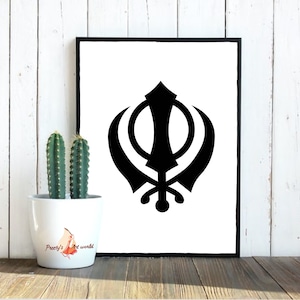 Khanda Sahib Symbol Wall Art Poster Print Wall Home Decor Sikh Indian Wedding Gift Nursery Art Wall Hanging Sikh Painting Gift Ideas