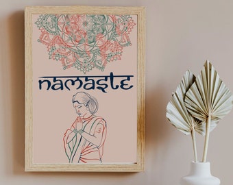 Namaste Print , Mandala Print , Wall Art , Zen Print , Spiritual Art , Yoga Printable ,Inspirational Wall Quote Print *INSTANT DOWNLOAD*