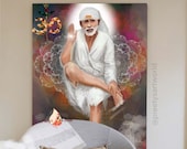 Sai Baba Shirdi With Om Symbol Wall Art Painting Home Decor I Hindu God Spiritual I Living Room Bedroom Home Decor Artwork I Religious