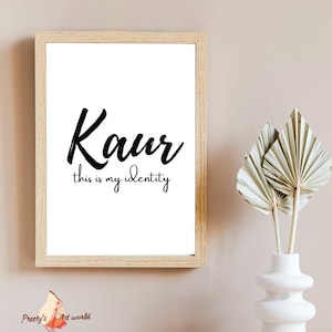 Kaur This Is My Identity Sikh Women Poster I Sikh Frame I Sikh Art Printable I Punjabi Art Decor I Sikh Punjabi I Punjabi words DigitalPrint