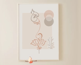 Abstract Modern Ganesha Minimalist Line Drawing Indian Hindu God Home Wall Decor I Boho Art Poster I Simple Ganesha Puja Room Decor